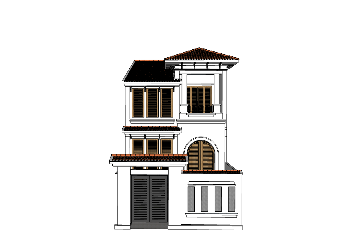 nhà phố  5x25m,su nhà phố,sketchup nhà phố