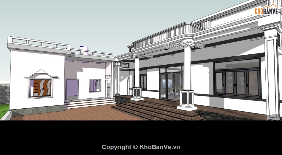 nhà 1 tầng,su nhà 1 tầng,sketchup nhà 1 tầng