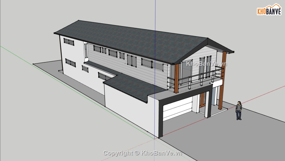 nhà 2 tầng,sketchup nhà 2 tầng,nhà 2 tầng đẹp