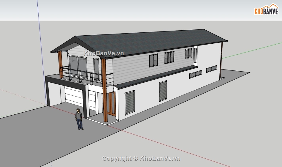 nhà 2 tầng,sketchup nhà 2 tầng,nhà 2 tầng đẹp