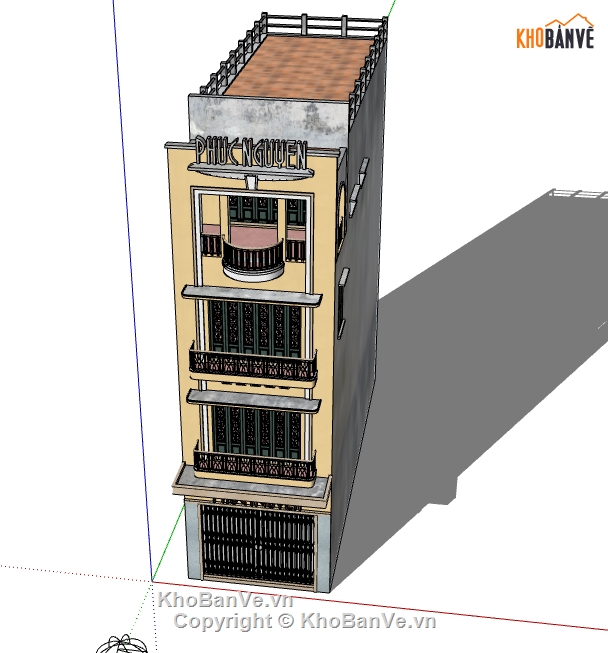 Nhà 4 tầng file su,model su Nhà 4 tầng,file su nhà cổ hà nội