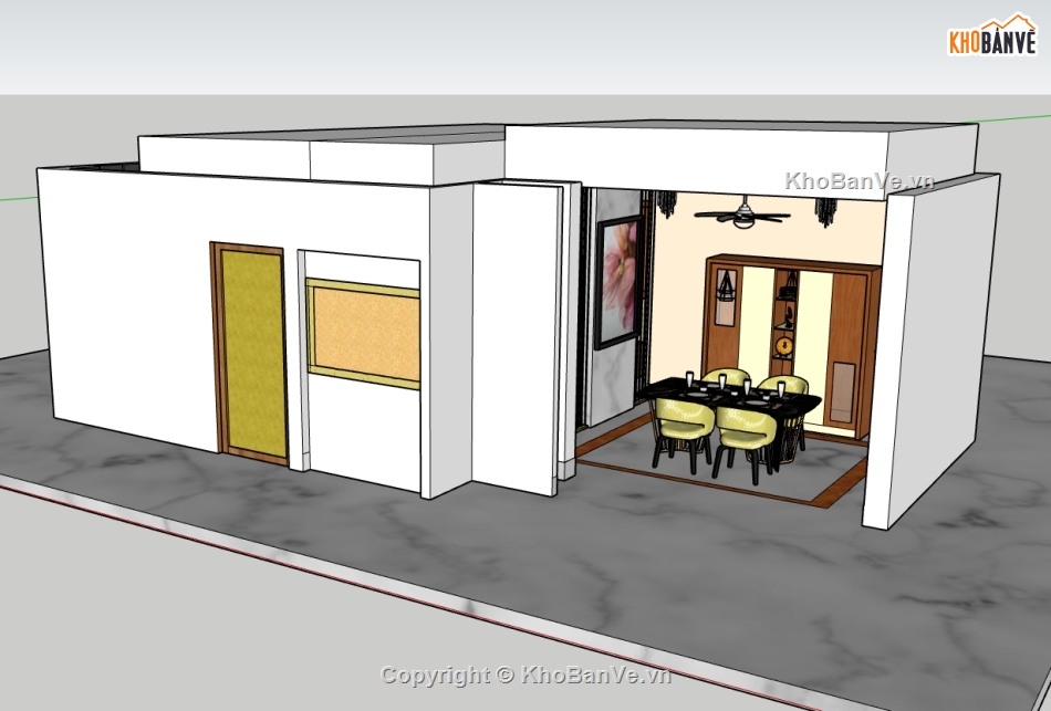 biệt thự 1 tầng,su biệt thự,sketchup biệt thự