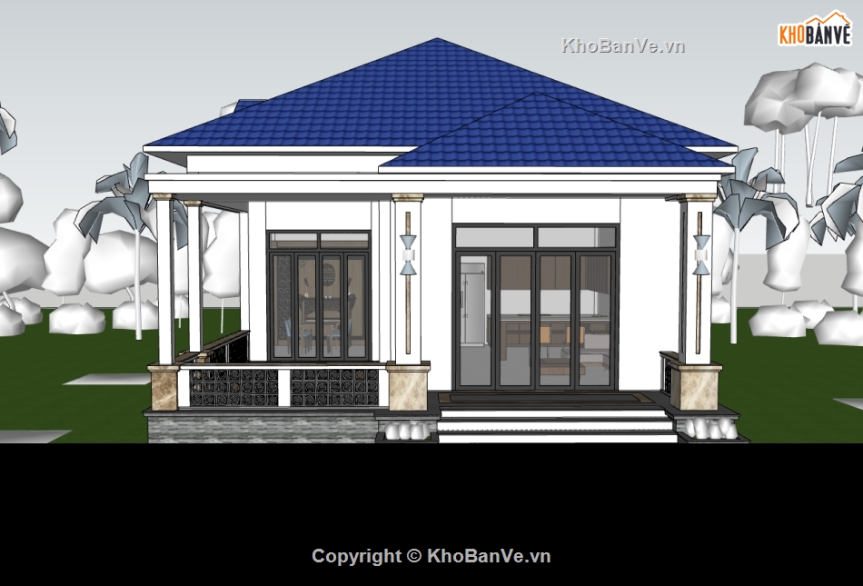 nhà 1 tầng,su nhà 1 tầng,sketchup nhà 1 tầng