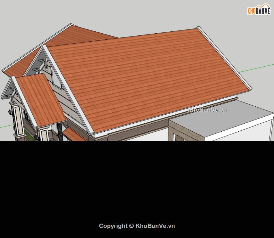 nhà mái thái 1 tầng sketchup,sketchup 1 tầng,sketchup nhà 1 tầng,bản vẽ su nhà 1 tầng,model su nhà 1 tầng,file sketchup nhà 1 tầng