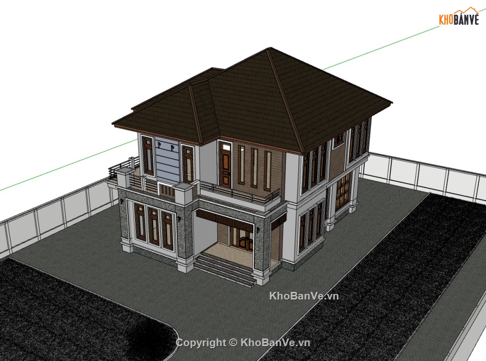 biệt thự 2 tầng,su biệt thự,sketchup biệt thự,su biệt thự 2 tầng