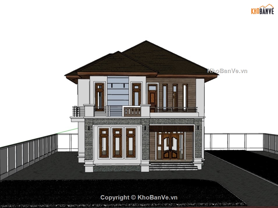 biệt thự 2 tầng,su biệt thự,sketchup biệt thự,su biệt thự 2 tầng