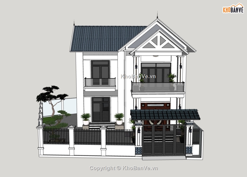 biệt thự 2 tầng,su biệt thự,sketchup biệt thự,su biệt thự 2 tầng