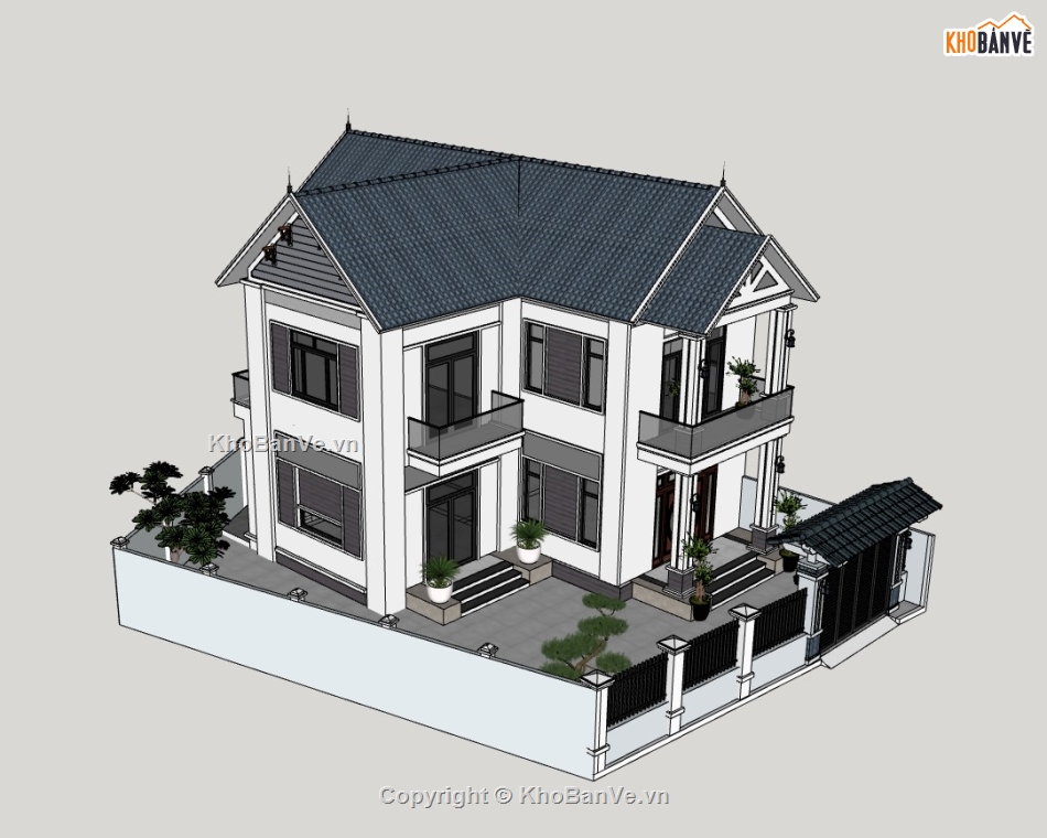 biệt thự 2 tầng,su biệt thự,sketchup biệt thự,su biệt thự 2 tầng