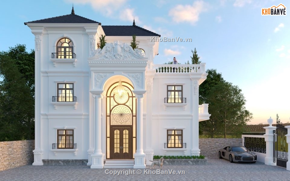 biệt thự 3 tầng,su biệt thự 3 tầng,su biệt thự,sketchup biệt thự
