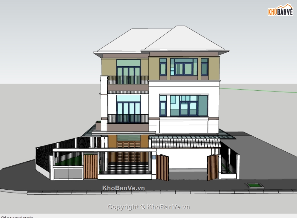 biệt thự 3 tầng,su biệt thự,sketchup biệt thự