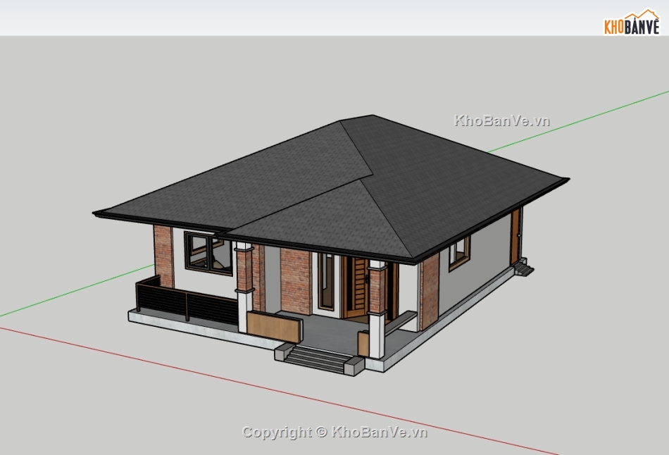 su nhà 1 tầng,sketchup nhà 1 tầng,nhà 1 tầng