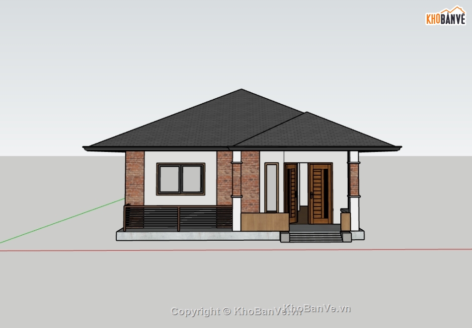 su nhà 1 tầng,sketchup nhà 1 tầng,nhà 1 tầng