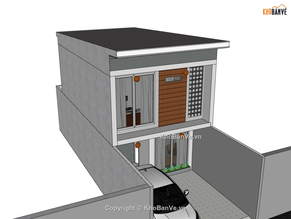 nhà phố 3 tầng,sketchup nhà phố,nhà phố