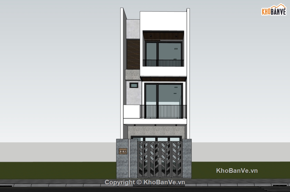 nhà phố 3 tầng,su nhà 3 tầng,sketchup nhà 3 tầng