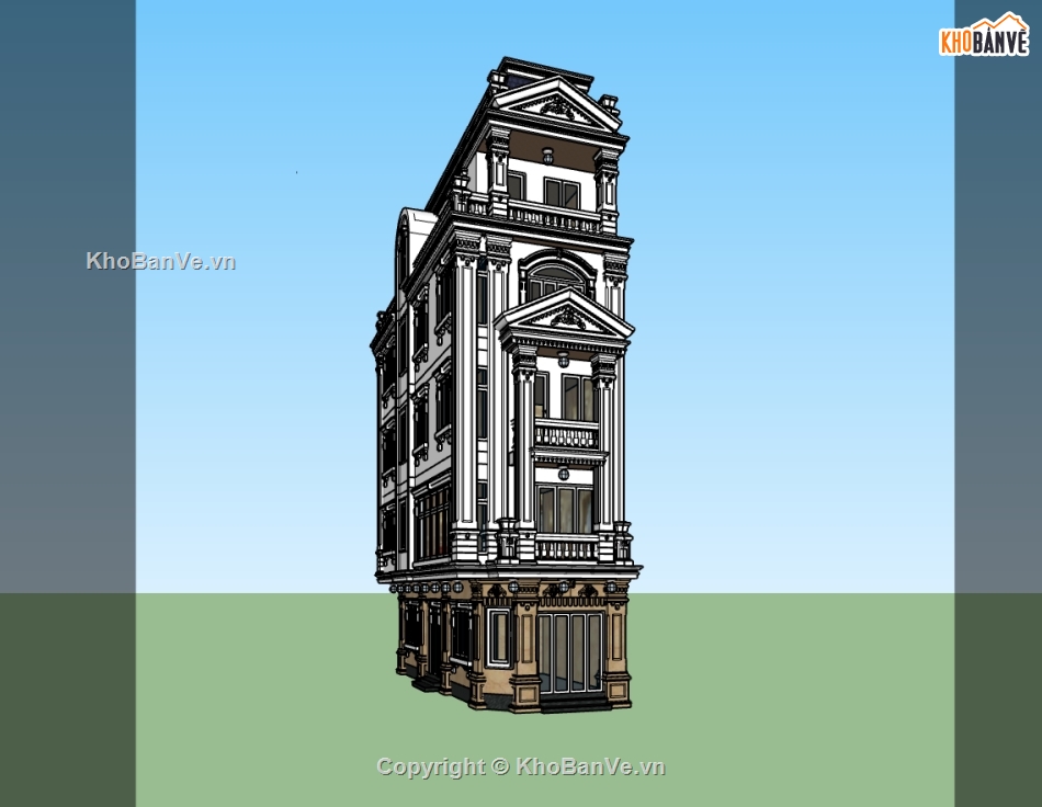 nhà phố 5 tầng,su nhà phố,sketchup nhà phố