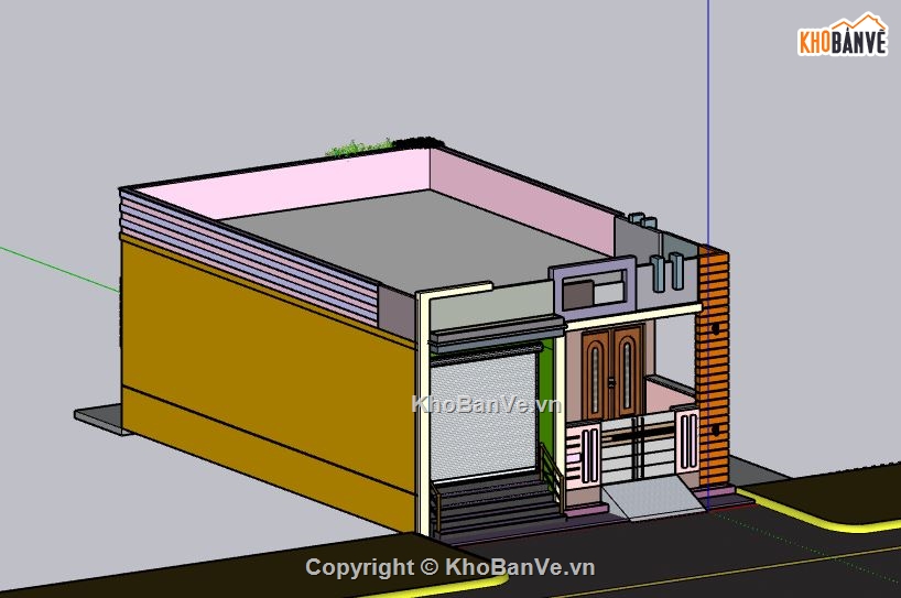 Nhà phố 1 tầng,file su nhà phố 1 tầng,sketchup nhà phố 1 tầng