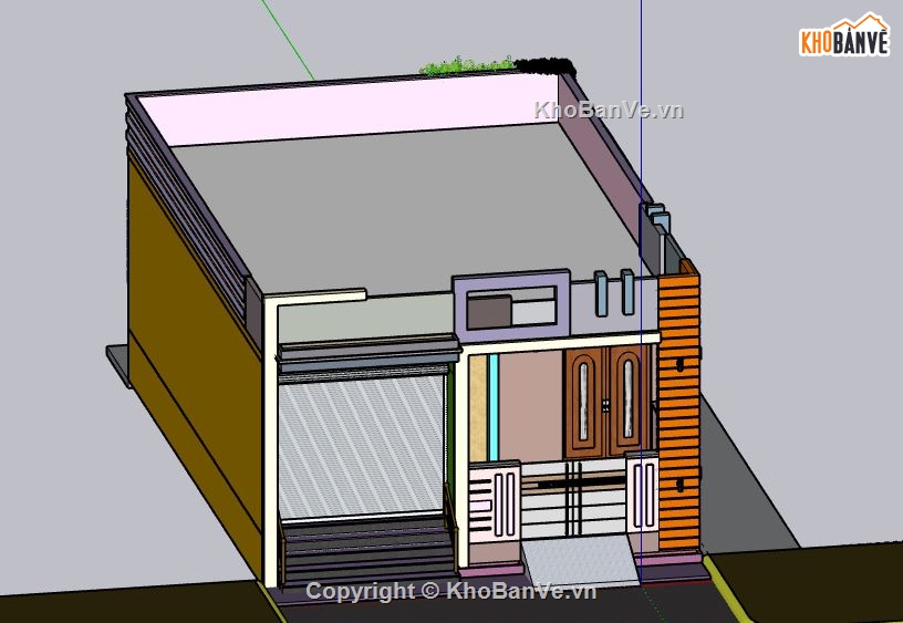 Nhà phố 1 tầng,file su nhà phố 1 tầng,sketchup nhà phố 1 tầng