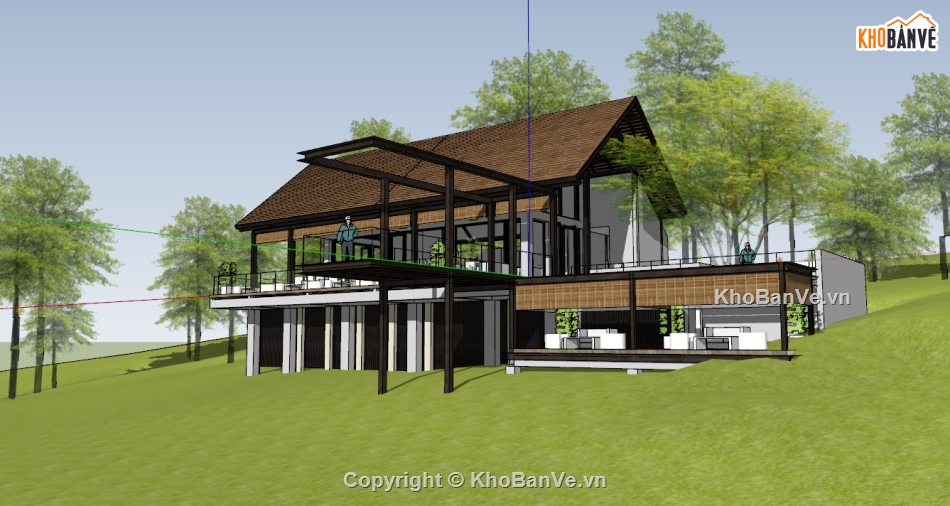 nhà gỗ,File sketchup nhà gỗ,sketchup home stay