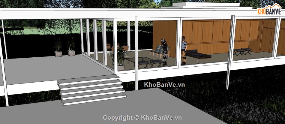 nhà 1 tầng đẹp,file su nhà ở 1 tầng,file sketchup nhà ở 1 tầng