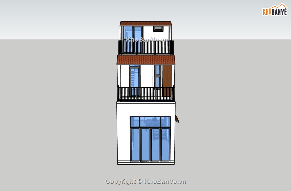 nhà phố 3 tầng,su nhà phố,sketchup nhà phố