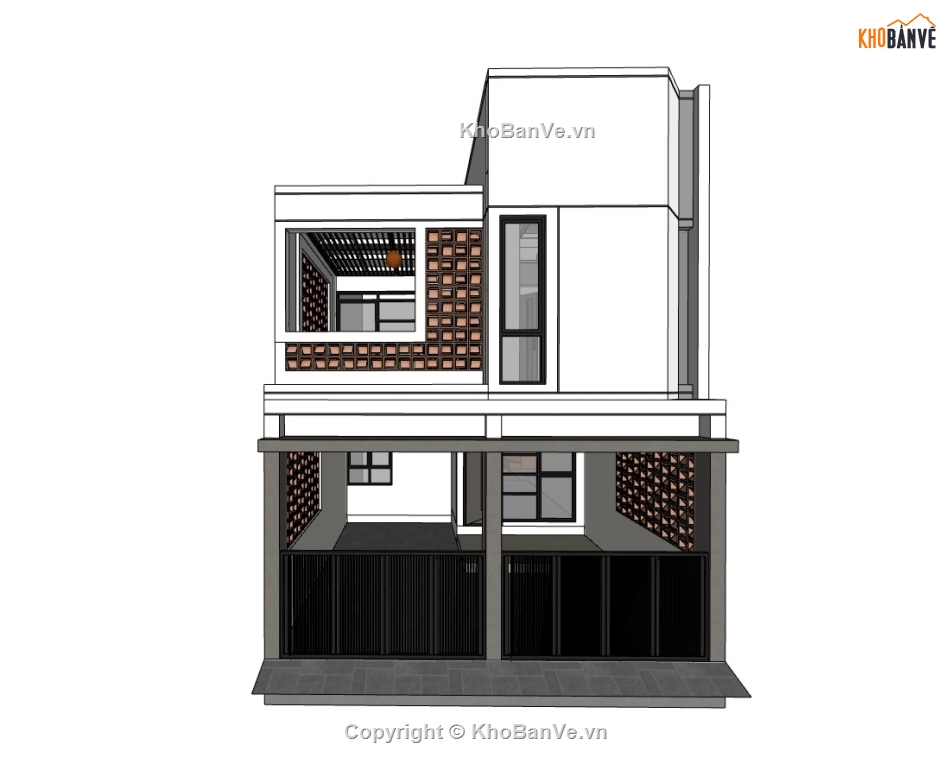 su nhà phố,sketchup nhà phố,su nhà phố 2 tầng,sketchup nhà phố 2 tầng