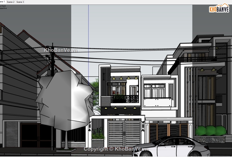 nhà phố 2 tầng sketchup,File sketchup nhà,nhà phố  2 tầng,sketchup nhà  2 tầng,sketchup nhà phố 2 tầng