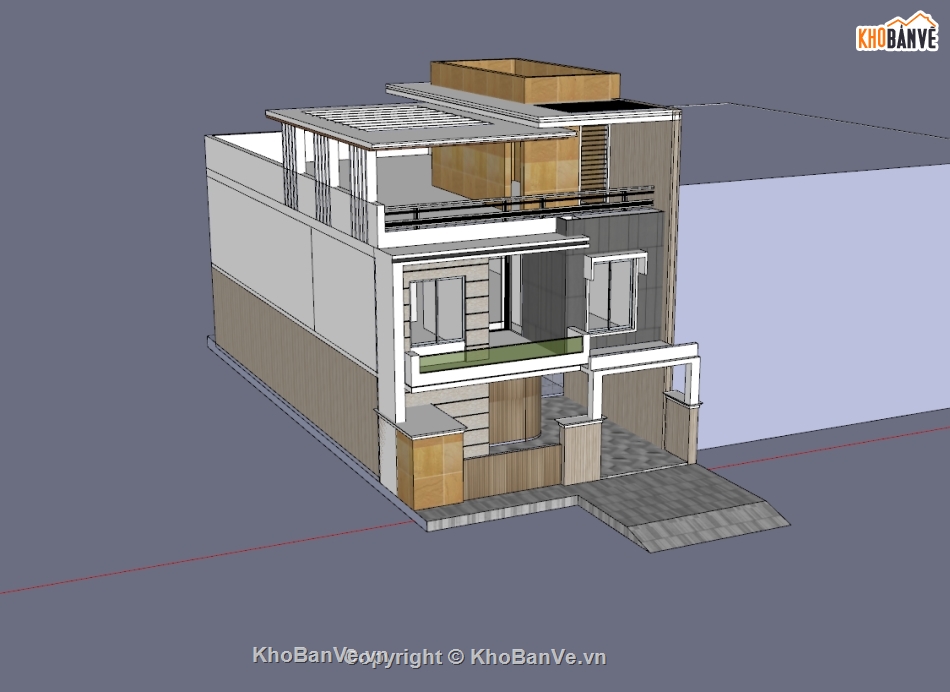 nhà phố 3 tầng,su nhà phố,sketchup nhà phố