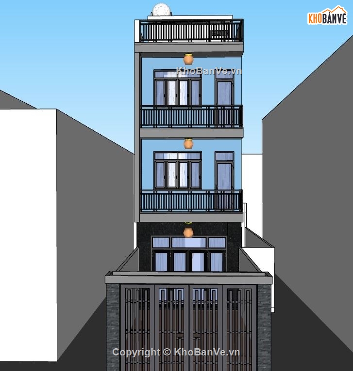 nhà phố 3 tầng,su nhà phố 3 tầng,sketchup nhà phố 3 tầng