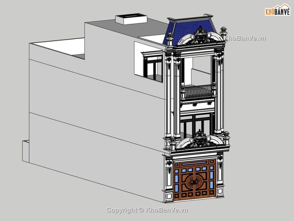 nhà phố 3 tầng,nhà 3 tầng,su nhà phố,sketchup nhà phố