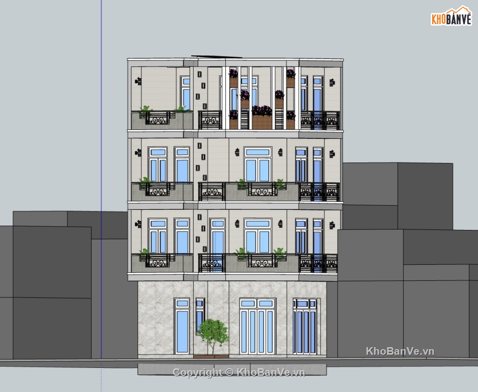 nhà phố 4 tầng,su nhà phố,sketchup nhà phố,su nhà phố 4 tầng,sketchup nhà phố 4 tầng