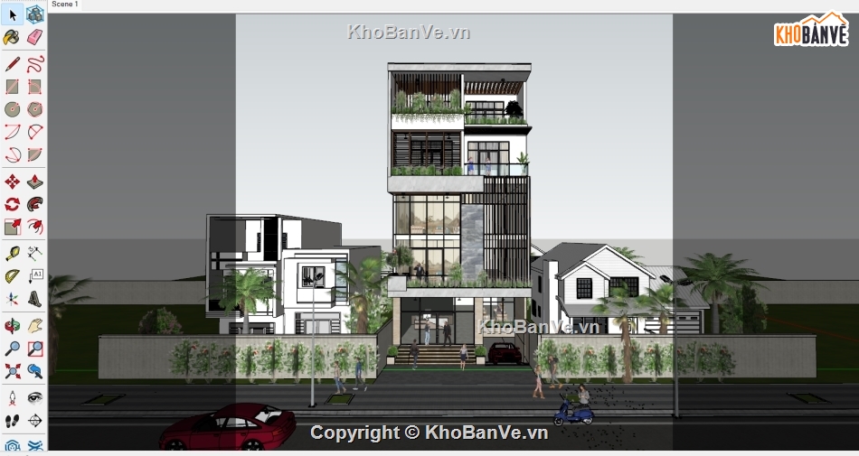 kiến trúc 5 tầng,Nhà phố,sketchup kiến trúc,5 tầng,Kiến trúc