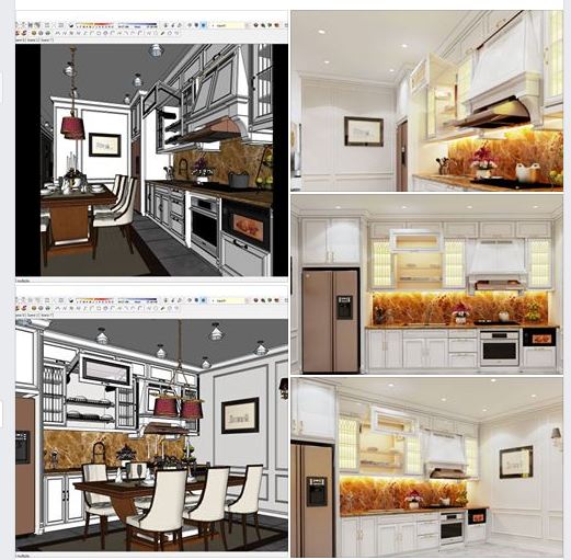 Sketchup phòng ăn,nhà bếp,phòng bếp,Sketchup nhà bếp