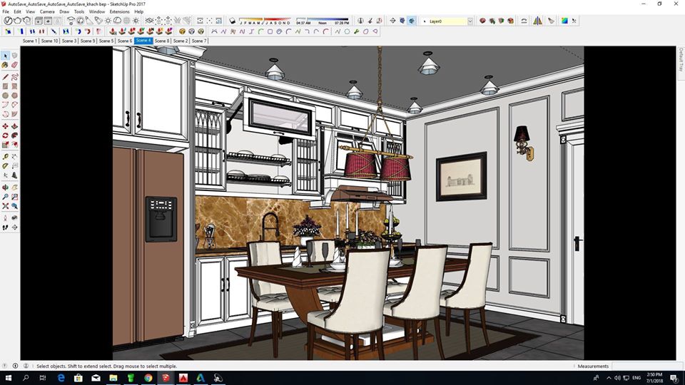 Sketchup phòng ăn,nhà bếp,phòng bếp,Sketchup nhà bếp