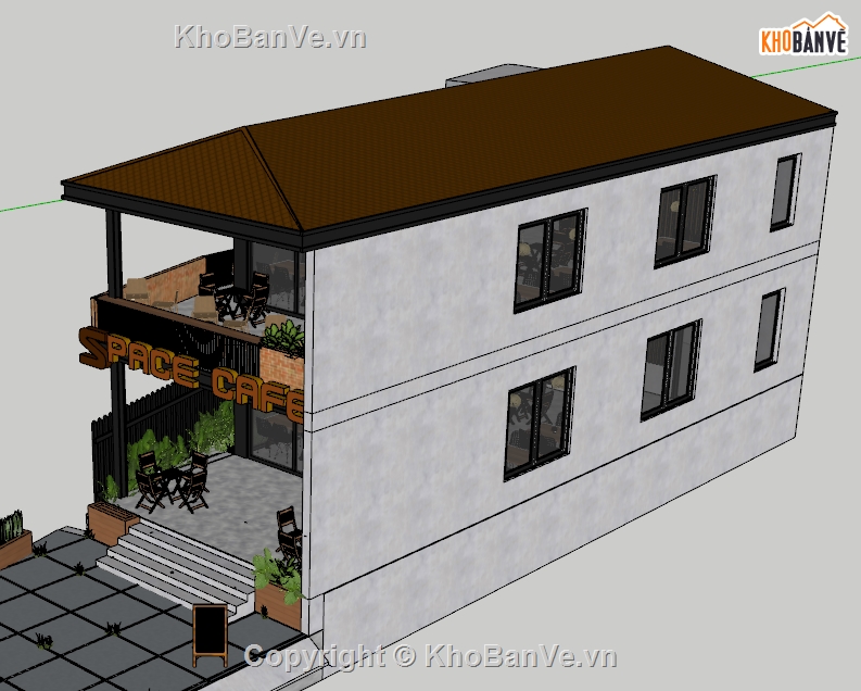 quán cafe,Sketchup,File 3dmax quán cafe,khung thép