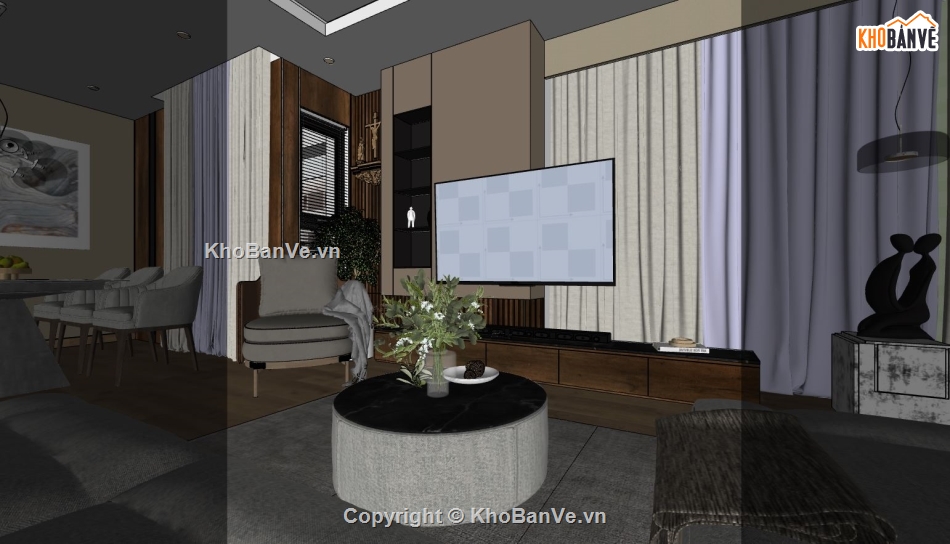 sketchup phòng khách,phòng khách đẹp,model phòng khách,file sketchup phòng khách,phòng khách sketchup