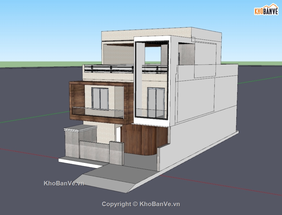 nhà phố 3 tầng,nhà 3 tầng,su nhà phố,sketchup nhà phố