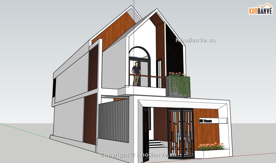 nhà phố  2 tầng,su nhà phố 2 tầng,biệt thự sketchup