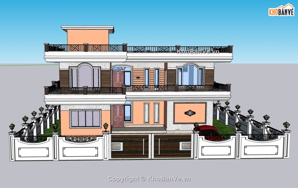 biệt thự 2 tầng,su biệt thự,sketchup biệt thự,su biệt thự 2 tầng