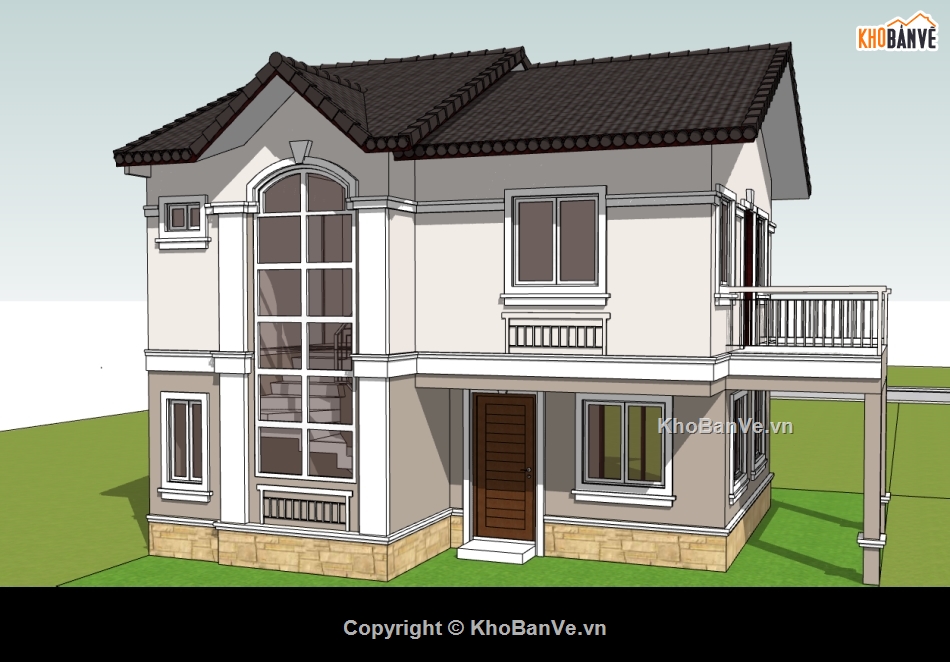 biệt thự 2 tầng,su biệt thự,sketchup biệt thự