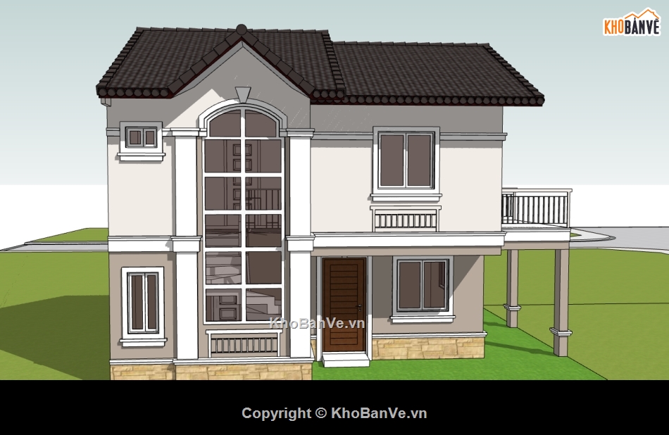 biệt thự 2 tầng,su biệt thự,sketchup biệt thự