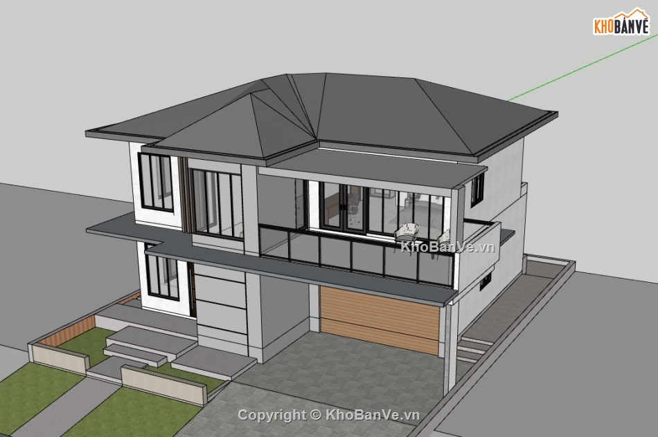 biệt thự,su biệt thự 2 tầng,sketchup biệt thự