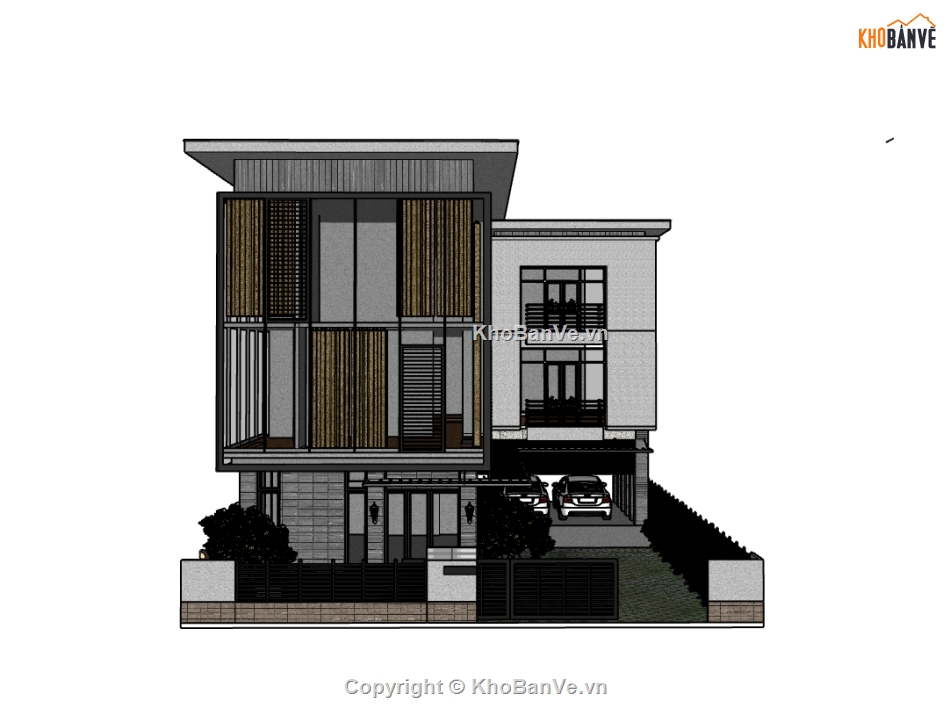 biệt thự 3 tầng,su biệt thự,sketchup biệt thự