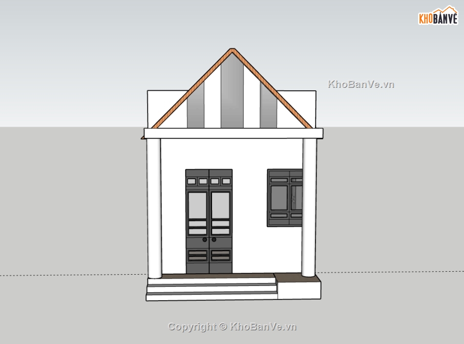 1 tầng,su nhà 1 tầng,sketchup nhà 1 tầng