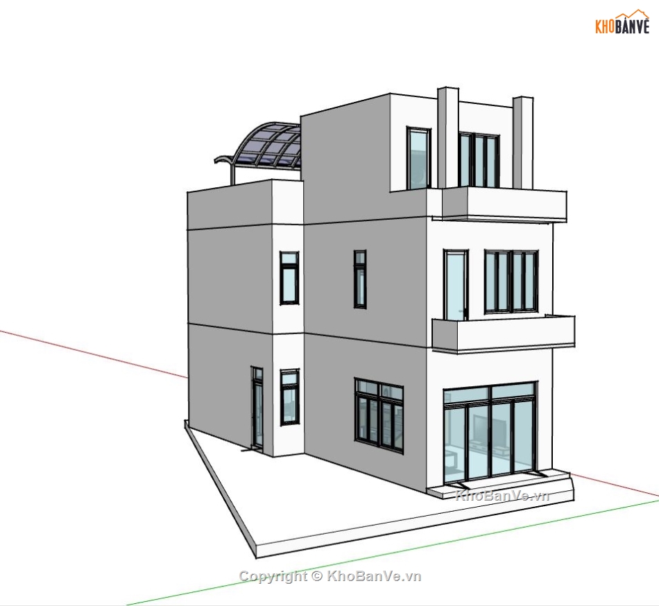 nhà phố 3 tầng,file su nhà phố 3 tầng,mẫu sketchup nhà phố 3 tầng,thiết kế nhà phố 3 tầng