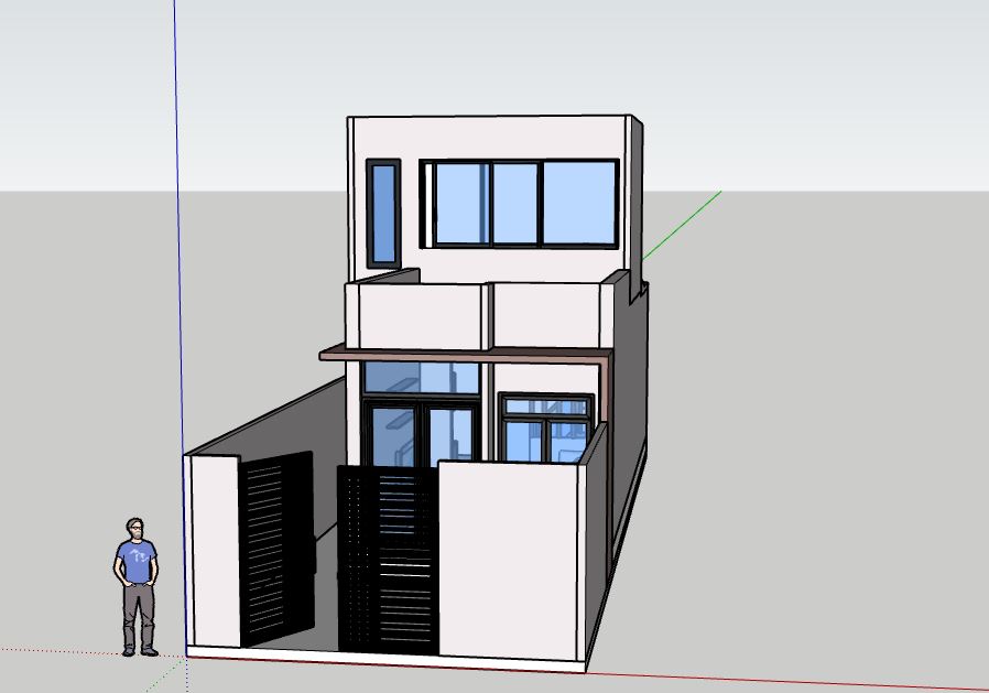 sketchup nhà phố 2 tầng,mẫu nhà phố 2 tầng,File sketchup nhà phố 2 tầng