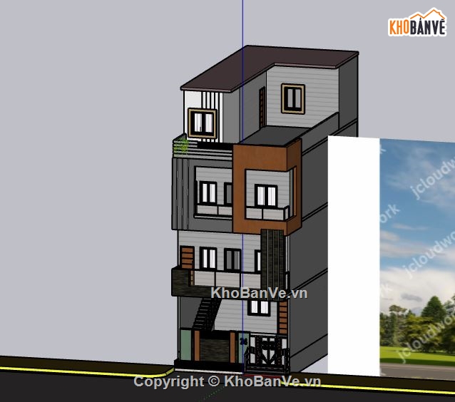 Nhà phố 3 tầng,model su nhà phố 3 tầng,file su nhà phố 3 tầng