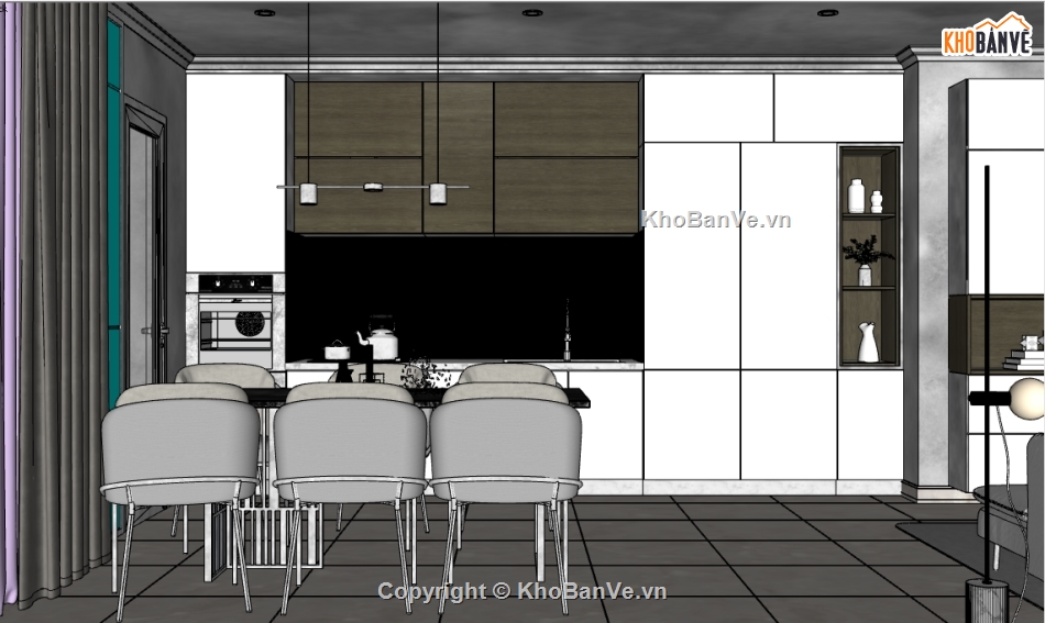 nội thất nhà bếp 2019,File sketchup nội thất,nội thất phòng khách,File SU nội thất,nội thất