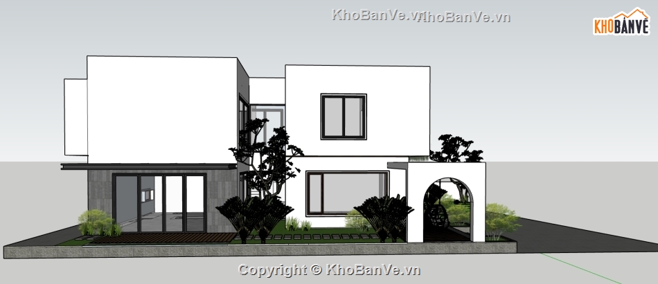 biệt thự 2 tầng dựng model su,file sketchup bao cảnh biệt thự,biệt thự hiện đại file su,model 3d biệt thự 2 tầng