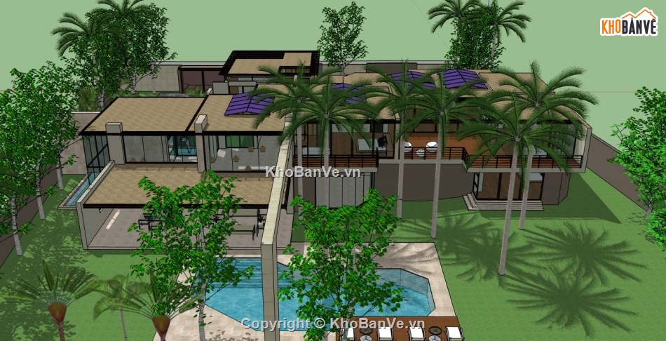 biệt thự 2 tầng,biệt thự sketchup,sketchup biệt thự,file sketchup biệt thự 2 tầng