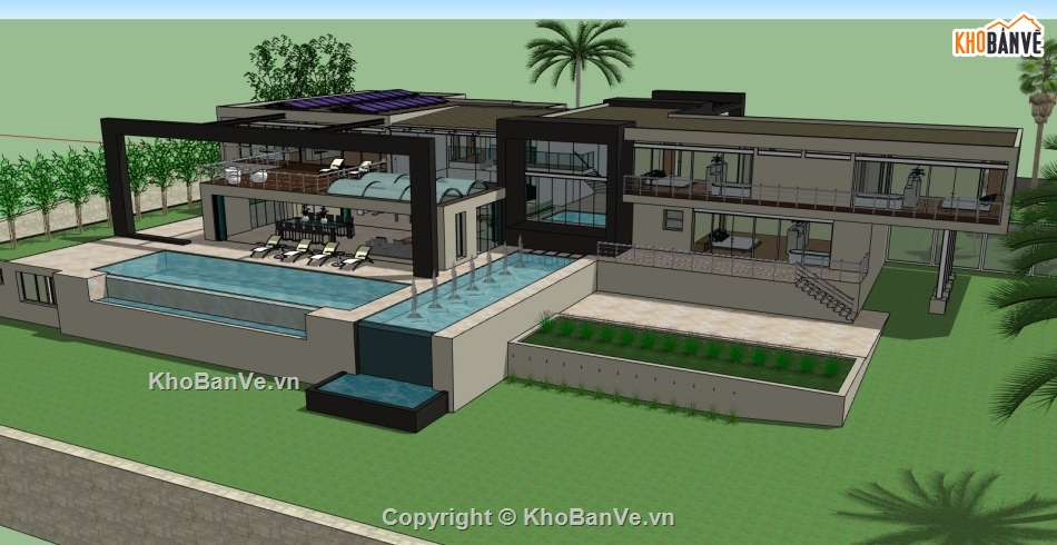 biệt thự 2 tầng,File sketchup biệt thự 2 tầng,sketchup biệt thự 2 tầng